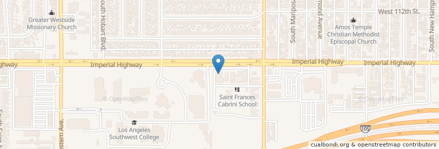 Mapa de ubicacion de Saint Frances Cabrini Church en ایالات متحده آمریکا, کالیفرنیا, Los Angeles County.