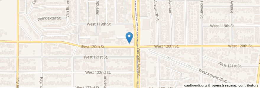 Mapa de ubicacion de Athens Baptist Church en Соединённые Штаты Америки, Калифорния, Los Angeles County.