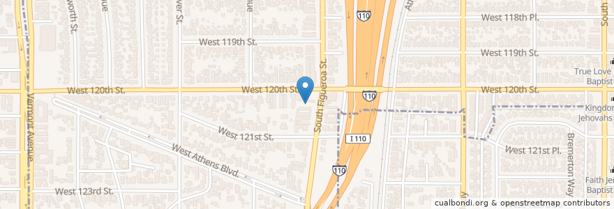 Mapa de ubicacion de Greater New Jericho Baptist Church en 美利坚合众国/美利堅合眾國, 加利福尼亚州/加利福尼亞州, 洛杉矶县, 洛杉矶.