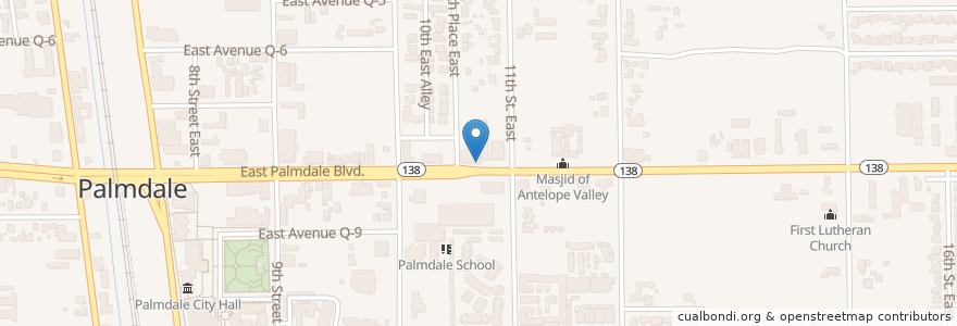 Mapa de ubicacion de First Baptist Church of Palmdale en 미국, 캘리포니아주, Los Angeles County, Palmdale.