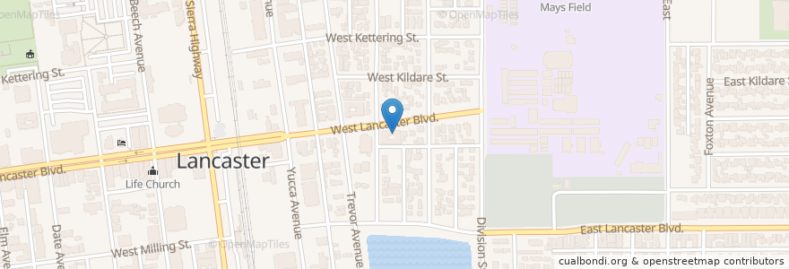 Mapa de ubicacion de Living Word Fellowship Church en 美利坚合众国/美利堅合眾國, 加利福尼亚州/加利福尼亞州, 洛杉矶县, Lancaster, Lancaster.