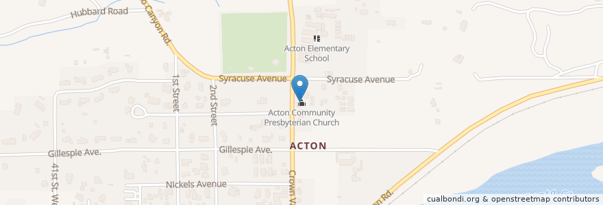 Mapa de ubicacion de Acton Community Presbyterian Church en 美利坚合众国/美利堅合眾國, 加利福尼亚州/加利福尼亞州, 洛杉矶县.