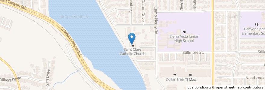 Mapa de ubicacion de Saint Clare Catholic Church en 미국, 캘리포니아주, Los Angeles County, Santa Clarita.