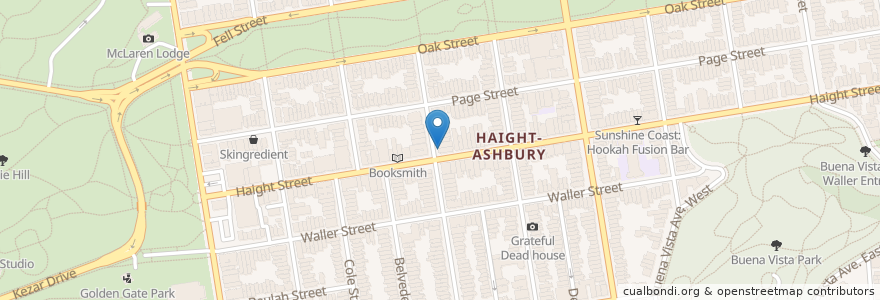 Mapa de ubicacion de Haight Ashbury Free Medical Clinic en الولايات المتّحدة الأمريكيّة, كاليفورنيا, سان فرانسيسكو, سان فرانسيسكو.