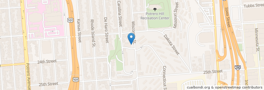 Mapa de ubicacion de Potrero Hill Health Center en アメリカ合衆国, カリフォルニア州, サンフランシスコ, San Francisco.