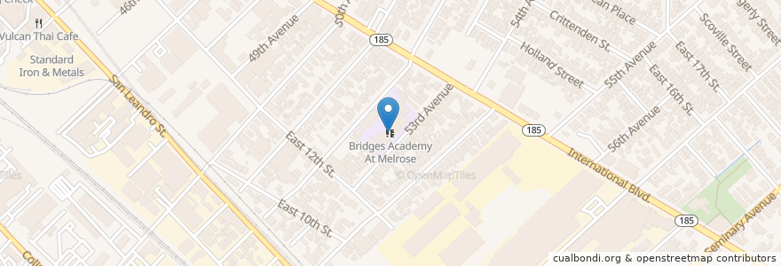 Mapa de ubicacion de Bridges Academy At Melrose en Estados Unidos Da América, Califórnia, Condado De Alameda, Oakland.