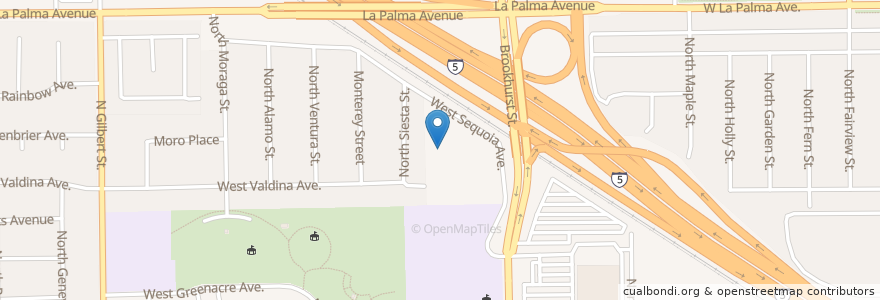 Mapa de ubicacion de Fairmont High School en Estados Unidos Da América, Califórnia, Orange County, Anaheim.