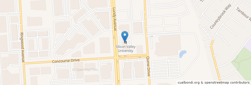 Mapa de ubicacion de Silicon Valley University en ایالات متحده آمریکا, کالیفرنیا, Santa Clara County, San Jose.
