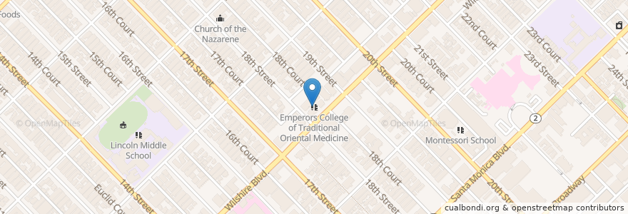 Mapa de ubicacion de Emperors College of Traditional Oriental Medicine en 美利坚合众国/美利堅合眾國, 加利福尼亚州/加利福尼亞州, 洛杉矶县.
