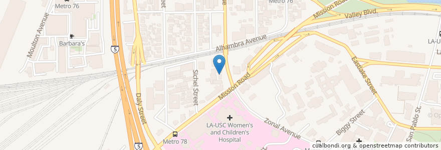 Mapa de ubicacion de Los Angeles County College of Nursing and Allied Health en Stati Uniti D'America, California, Los Angeles County, Los Angeles.