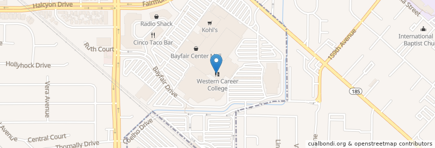 Mapa de ubicacion de Western Career College en Verenigde Staten, Californië, Alameda County, San Leandro.