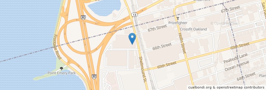 Mapa de ubicacion de Ex'pression College for Digital Arts en Amerika Birleşik Devletleri, Kaliforniya, Alameda İlçesi, Berkeley, Emeryville.