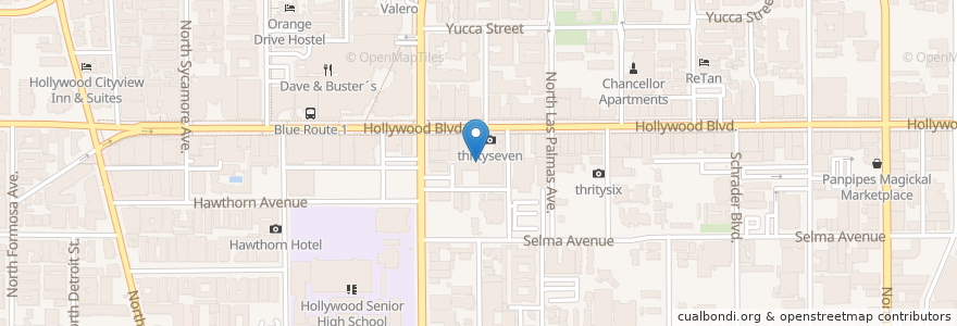 Mapa de ubicacion de Musicians Institute en アメリカ合衆国, カリフォルニア州, Los Angeles County, ロサンゼルス.