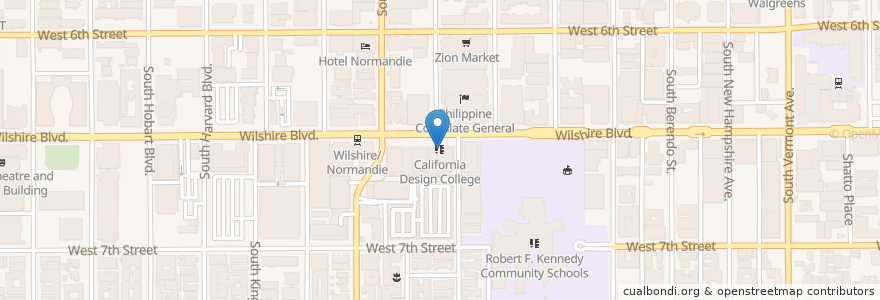 Mapa de ubicacion de California Design College en United States, California, Los Angeles County, Los Angeles.