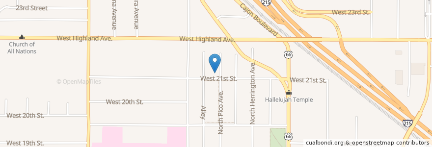 Mapa de ubicacion de Greater New Jerusalem Church of God in Christ en アメリカ合衆国, カリフォルニア州, San Bernardino County, サンバーナーディーノ.