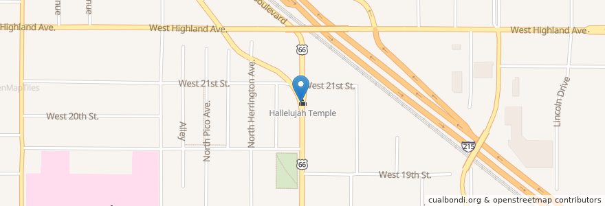 Mapa de ubicacion de Hallelujah Temple en États-Unis D'Amérique, Californie, San Bernardino County, San Bernardino.