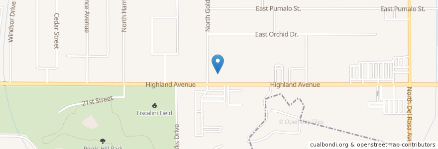 Mapa de ubicacion de High Praises Worship Center en アメリカ合衆国, カリフォルニア州, San Bernardino County, サンバーナーディーノ.