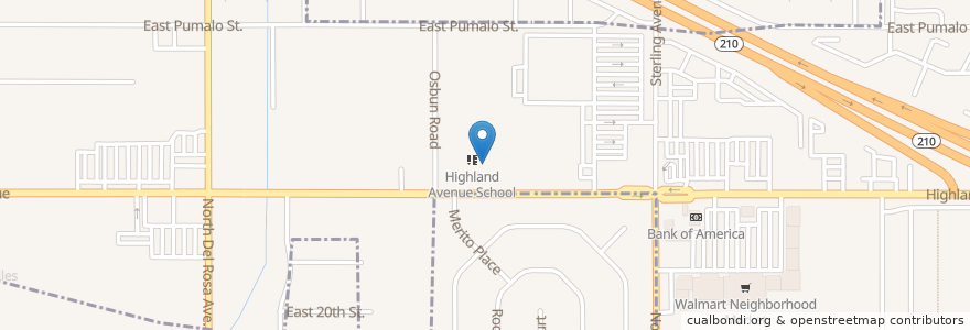 Mapa de ubicacion de Lutheran Church of Highland Avenue en アメリカ合衆国, カリフォルニア州, San Bernardino County, サンバーナーディーノ.