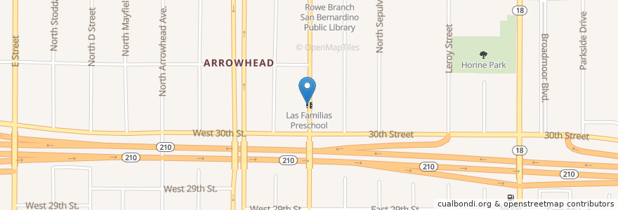 Mapa de ubicacion de Las Familias Preschool en États-Unis D'Amérique, Californie, San Bernardino County, San Bernardino.
