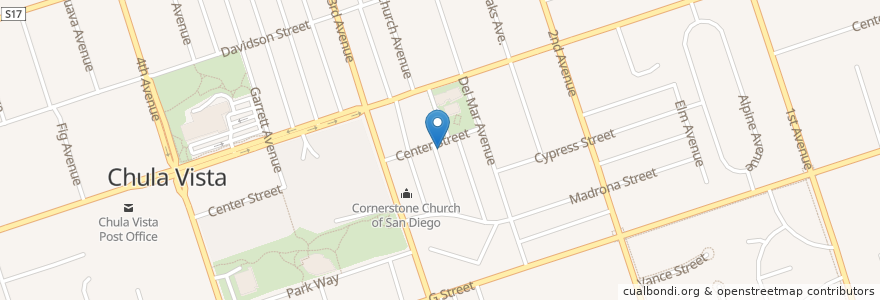 Mapa de ubicacion de First Southern Baptist Church en Estados Unidos Da América, Califórnia, San Diego County, Chula Vista.