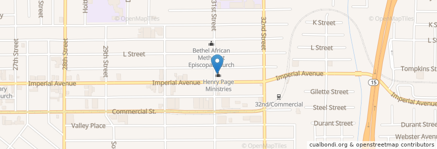 Mapa de ubicacion de Henry Page Ministries en Amerika Syarikat, California, San Diego County, San Diego.