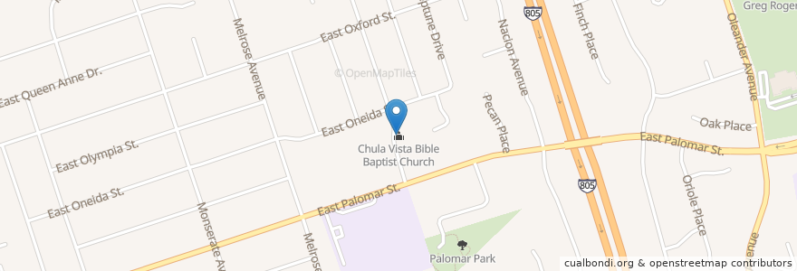 Mapa de ubicacion de Chula Vista Bible Baptist Church en Verenigde Staten, Californië, San Diego County, Chula Vista.