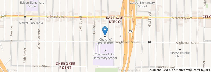 Mapa de ubicacion de Church of Jesus Christ en United States, California, San Diego County, San Diego.