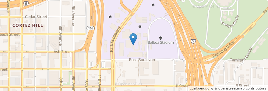 Mapa de ubicacion de Business Senior High School en 미국, 캘리포니아주, San Diego County, San Diego.