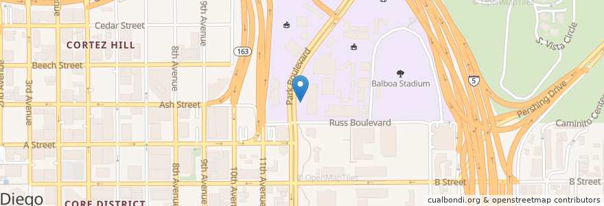 Mapa de ubicacion de Media Visual and Performing Arts Senior High School en 美利坚合众国/美利堅合眾國, 加利福尼亚州/加利福尼亞州, San Diego County, San Diego.