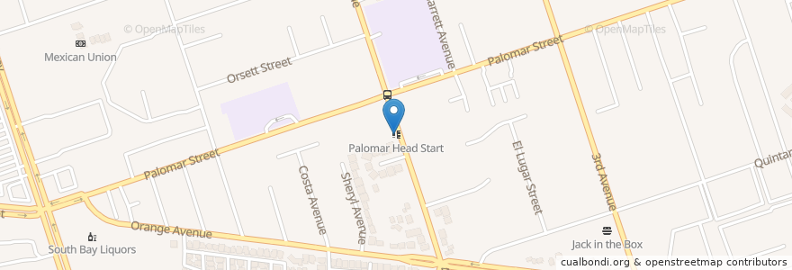 Mapa de ubicacion de Palomar Head Start en アメリカ合衆国, カリフォルニア州, San Diego County, Chula Vista.