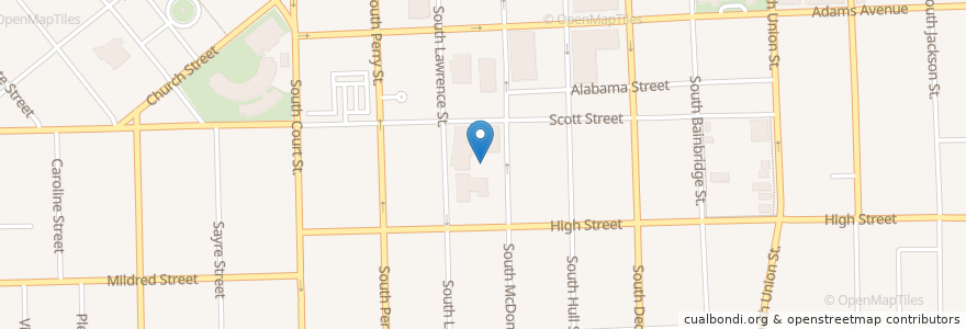 Mapa de ubicacion de Baldwin Junior High School en 美利坚合众国/美利堅合眾國, 亚拉巴马州, Montgomery County, Montgomery.