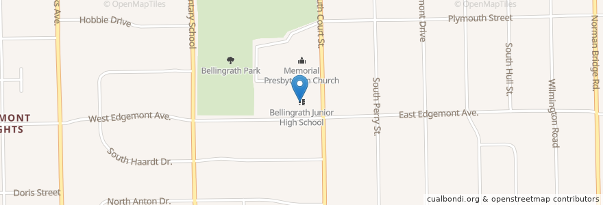 Mapa de ubicacion de Bellingrath Junior High School en Estados Unidos De América, Alabama, Montgomery County, Montgomery.