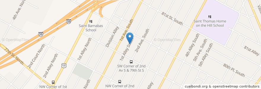 Mapa de ubicacion de The Lovelady Center en 美利坚合众国/美利堅合眾國, 亚拉巴马州, Birmingham, Jefferson County.