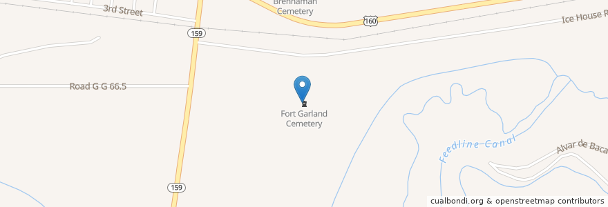 Mapa de ubicacion de Fort Garland Cemetery en 美利坚合众国/美利堅合眾國, 科罗拉多州 / 科羅拉多州, Costilla County.