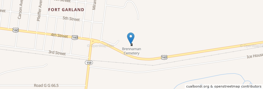 Mapa de ubicacion de Brennaman Cemetery en الولايات المتّحدة الأمريكيّة, كولورادو, Costilla County.