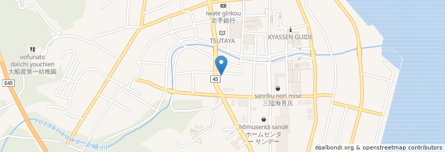 Mapa de ubicacion de カレー　コジカ en Japan, 岩手県, 大船渡市.