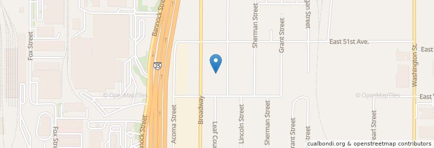 Mapa de ubicacion de Globeville Community Church en États-Unis D'Amérique, Colorado, Denver County, Denver.