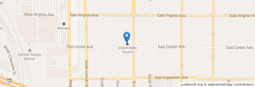 Mapa de ubicacion de Indian Bible Church en Amerika Syarikat, Colorado, Denver County, Denver.