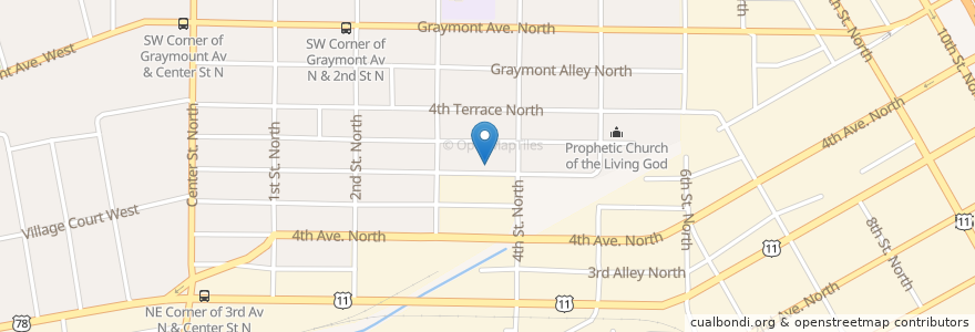 Mapa de ubicacion de Trinity Baptist Church en Stati Uniti D'America, Alabama, Birmingham, Jefferson County.