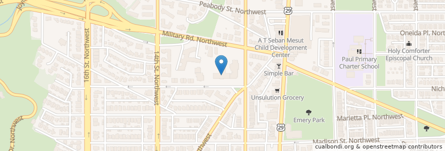 Mapa de ubicacion de Brightwood Elementary School en Соединённые Штаты Америки, Вашингтон, Washington.