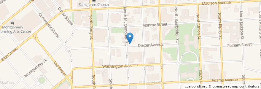 Mapa de ubicacion de Dexter Avenue Methodist Church en الولايات المتّحدة الأمريكيّة, ألاباما, Montgomery County, Montgomery.