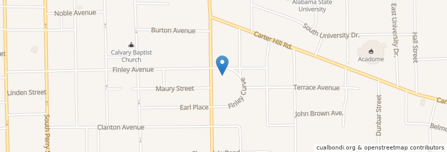 Mapa de ubicacion de Finley Avenue Church of Christ en United States, Alabama, Montgomery County, Montgomery.