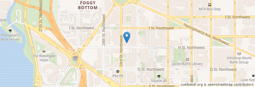 Mapa de ubicacion de George Washington University - Foggy Bottom Campus en Verenigde Staten, Washington D.C., Washington.