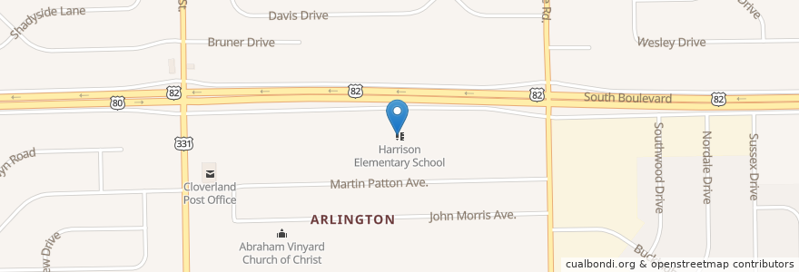 Mapa de ubicacion de Harrison Elementary School en Stati Uniti D'America, Alabama, Montgomery County, Montgomery.