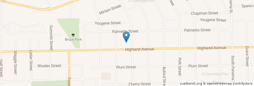Mapa de ubicacion de Highland Avenue Baptist Church en United States, Alabama, Montgomery County, Montgomery.