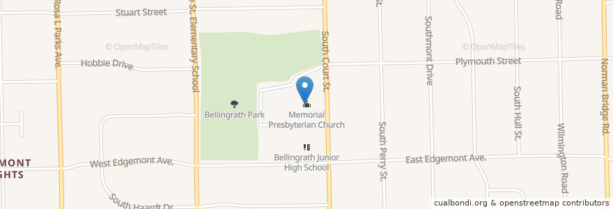 Mapa de ubicacion de Memorial Presbyterian Church en Amerika Birleşik Devletleri, Alabama, Montgomery County, Montgomery.