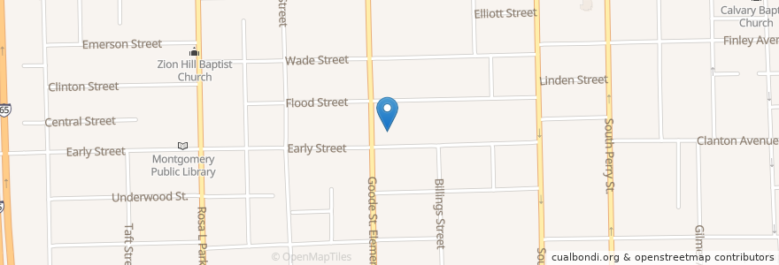 Mapa de ubicacion de Morning Pilgrim Baptist Church en 미국, 앨라배마, Montgomery County, Montgomery.