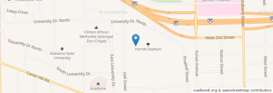 Mapa de ubicacion de Peoples Baptist Church en Stati Uniti D'America, Alabama, Montgomery County, Montgomery.
