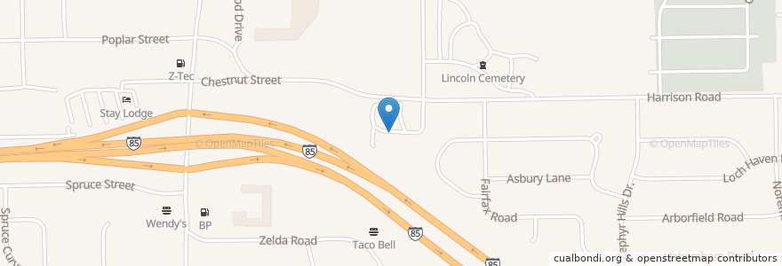 Mapa de ubicacion de Remount Park Cemetery en アメリカ合衆国, アラバマ州, Montgomery County, Montgomery.