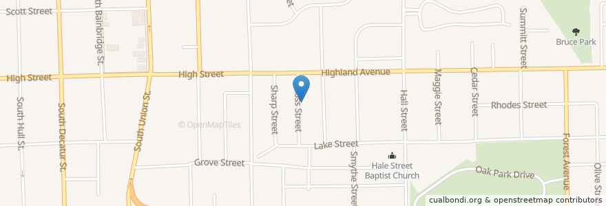 Mapa de ubicacion de Ross Street Christian Church en ایالات متحده آمریکا, آلاباما, Montgomery County, Montgomery.